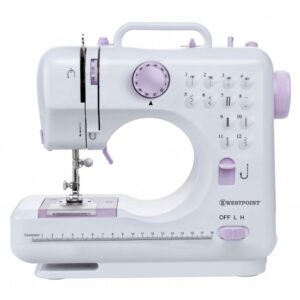 Machine à coudre 12 programmes/2 canettes/double vitesse blanc rose
