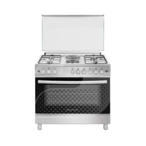 Cuisinière 4fg 2plaque élec four électrique grill inox